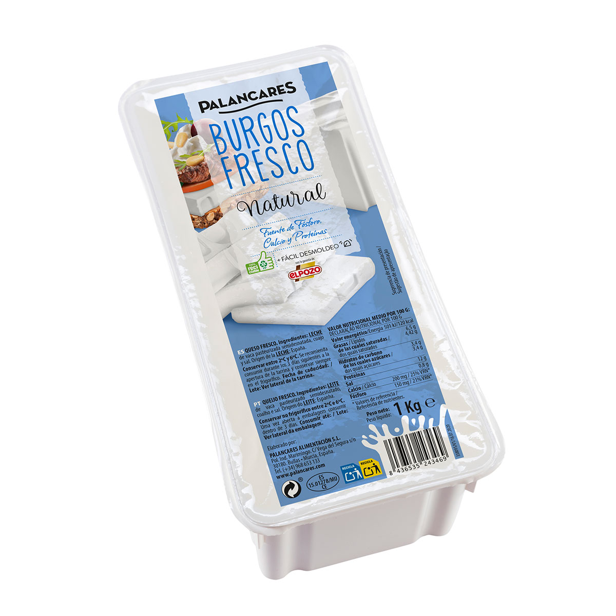 Queso Fresco Blanco 1 Kg - Quesos Palancares