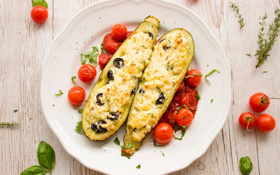 Berenjenas rellenas de atún y queso