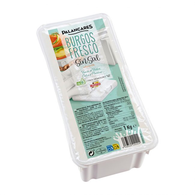 Queso de Burgos fresco, porción de 340 - 370 gr. aprox.